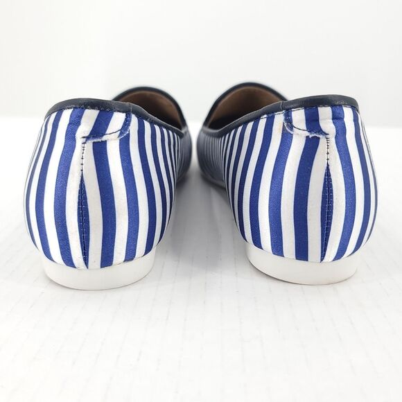 Arcopedico Womens Striped Flats Blue White Satin Slip-on Nautical Beachy Shoe 38 - Picture 7 of 16
